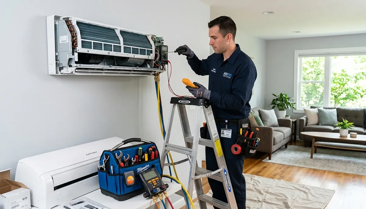 Technician providing professional AC repair service in Phoenix, AZ home