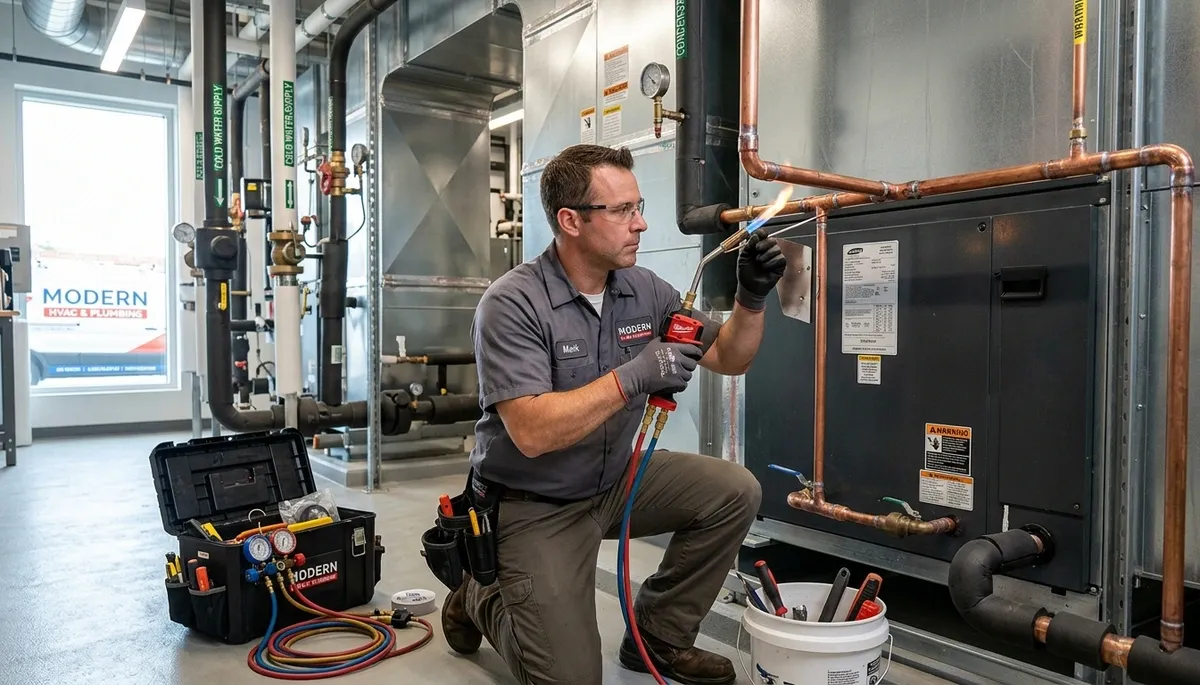 Local plumber repairing pipes during emergency service in Phoenix, AZ
